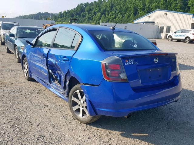 3N1AB6APXCL679301 - 2012 NISSAN SENTRA 2.0 BLUE photo 3