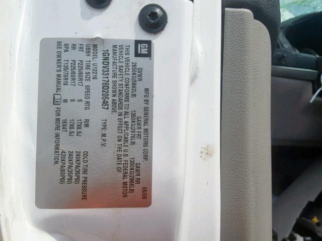 1GNDV33178D206467 - 2008 CHEVROLET UPLANDER L 白色 照片 10