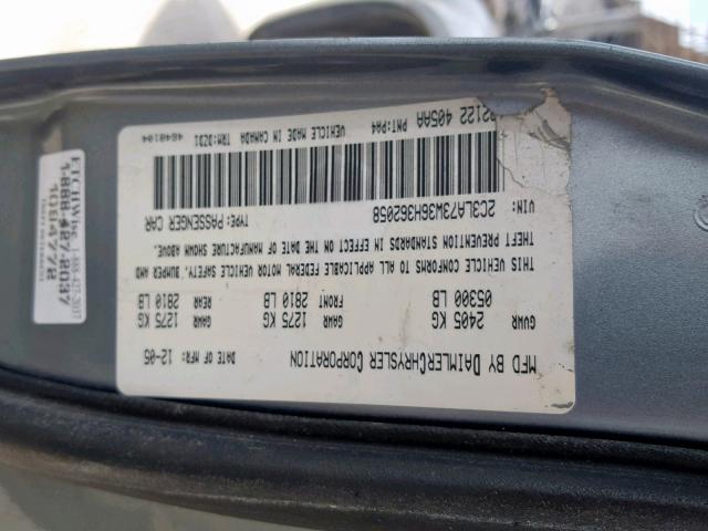 2C3LA73W36H362058 - 2006 CHRYSLER 300C SRT-8 GRAY photo 10