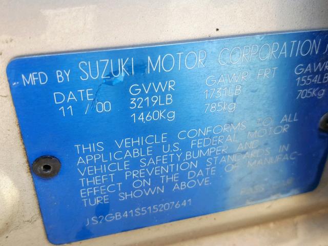 JS2GB41S515207641 - 2001 SUZUKI ESTEEM GL SILVER photo 10