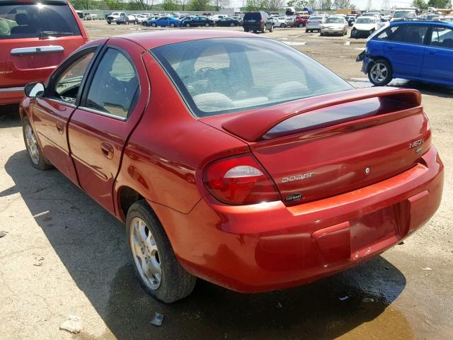 1B3ES56CX5D182628 - 2005 DODGE NEON SXT RED photo 3