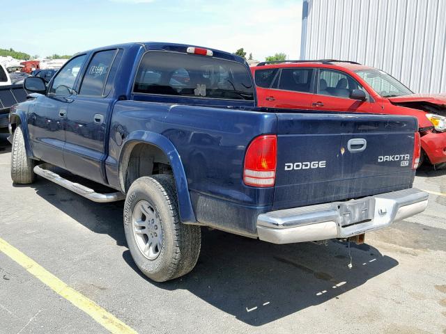 1D7HG48Z43S152256 - 2003 DODGE DAKOTA QUA BLUE photo 3