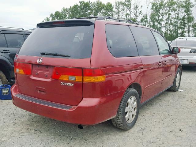 2HKRL186X2H537378 - 2002 HONDA ODYSSEY EX RED photo 4