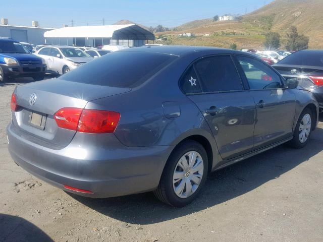 3VW2K7AJ1CM382069 - 2012 VOLKSWAGEN JETTA BASE GRAY photo 4