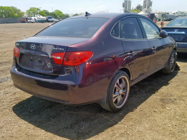 KMHDU46D49U657151 - 2009 HYUNDAI ELANTRA GL PURPLE photo 4