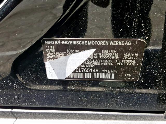 5UXZV4C57CL765148 - 2012 BMW X5 XDRIVE3 Qara foto 10