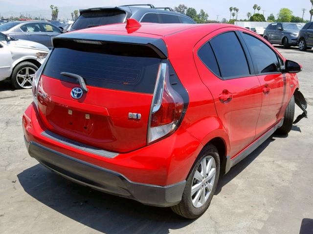 JTDKDTB30H1597775 - 2017 TOYOTA PRIUS C RED photo 4