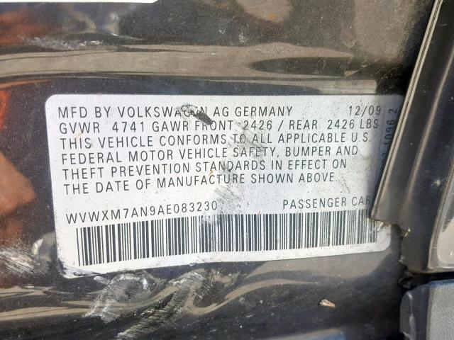 WVWXM7AN9AE083230 - 2010 VOLKSWAGEN PASSAT KOM GRAY photo 10