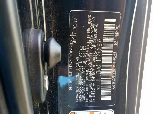 JF1ZNAA11D2705993 - 2013 TOYOTA SCION FR-S BLACK photo 10