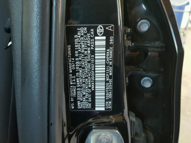 VNKKTUD35FA021013 - 2015 TOYOTA YARIS BLACK photo 10