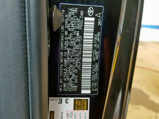 JTKJF5C74GJ021729 - 2016 TOYOTA SCION TC შავი ფოტო 10