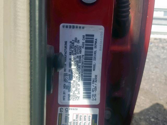 1NXBR32E38Z957179 - 2008 TOYOTA COROLLA CE RED photo 10