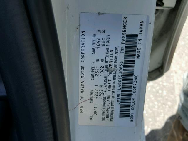 JM1BL1L49C1530633 - 2012 MAZDA SPEED 3 WHITE photo 10