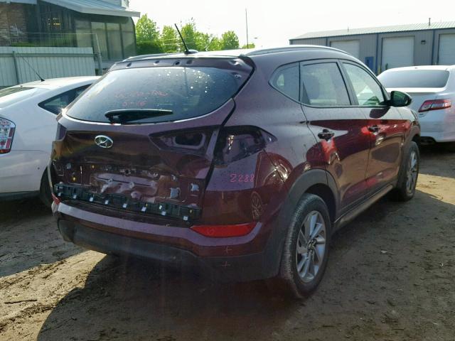 KM8J3CA43GU038531 - 2016 HYUNDAI TUCSON LIM MAROON photo 4