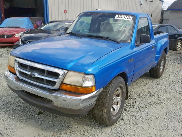 1FTYR10V4YPA31619 - 2000 FORD RANGER BLUE photo 2