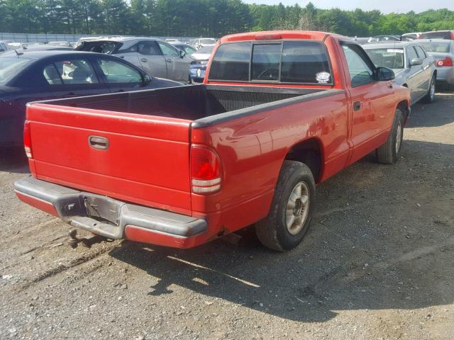 1B7FL26X0WS668279 - 1998 DODGE DAKOTA RED photo 4