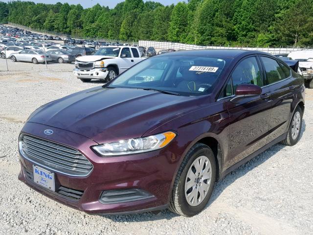 3FA6P0G78DR382122 - 2013 FORD FUSION S BURGUNDY photo 2