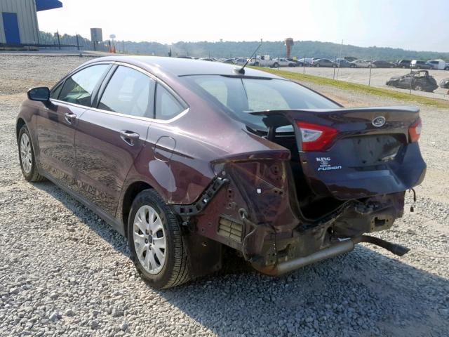3FA6P0G78DR382122 - 2013 FORD FUSION S BURGUNDY photo 3