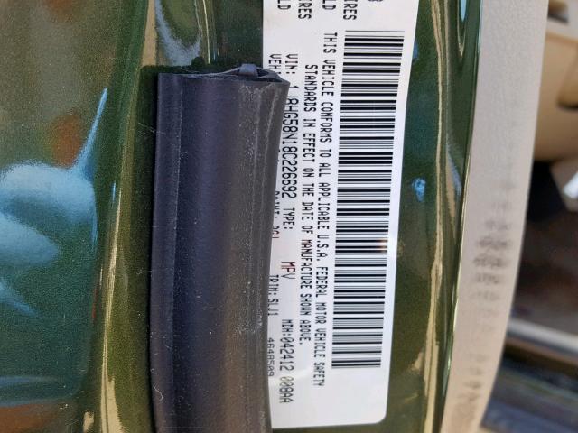 1J8HG58N18C226692 - 2008 JEEP COMMANDER GREEN photo 10