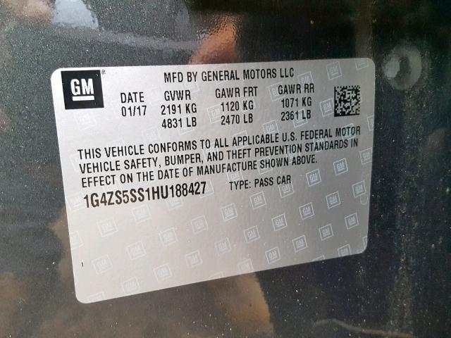 1G4ZS5SS1HU188427 - 2017 BUICK LACROSSE P GRAY photo 10