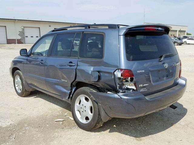 JTEEP21A260183247 - 2006 TOYOTA HIGHLANDER BLUE photo 3