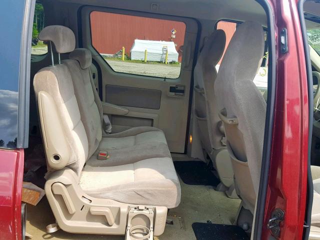 2FMZA57695BA70321 - 2005 FORD FREESTAR S RED photo 6