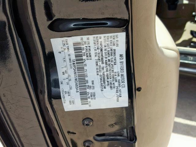 1FAFP34N05W240348 - 2005 FORD FOCUS ZX4 BLACK photo 10