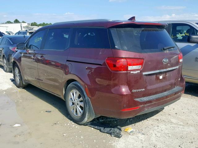 KNDMB5C13G6211634 - 2016 KIA SEDONA LX MAROON photo 3