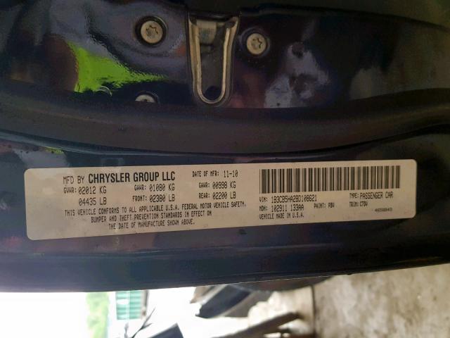 1B3CB5HA2BD108621 - 2011 DODGE CALIBER HE BLUE photo 10