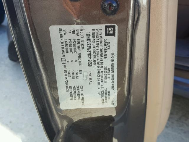 1GNDV23W37D217650 - 2007 CHEVROLET UPLANDER L 棕色 照片 10