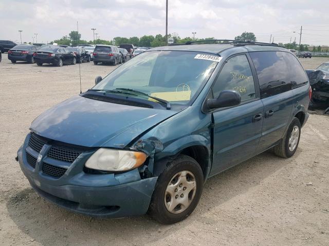 1B4GP25392B733936 - 2002 DODGE CARAVAN SE GREEN photo 2