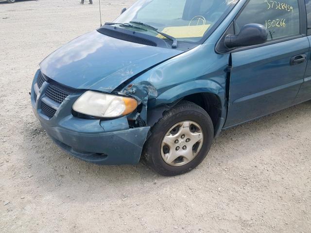 1B4GP25392B733936 - 2002 DODGE CARAVAN SE GREEN photo 9