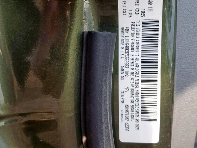 1J8HG48K97C668683 - 2007 JEEP COMMANDER 绿色 照片 10