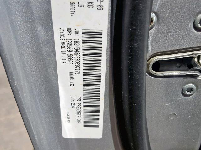 1B3HB48A59D207170 - 2009 DODGE CALIBER SX SILVER photo 10