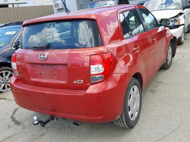 JTKKU104X8J025136 - 2008 TOYOTA SCION XD RED photo 4