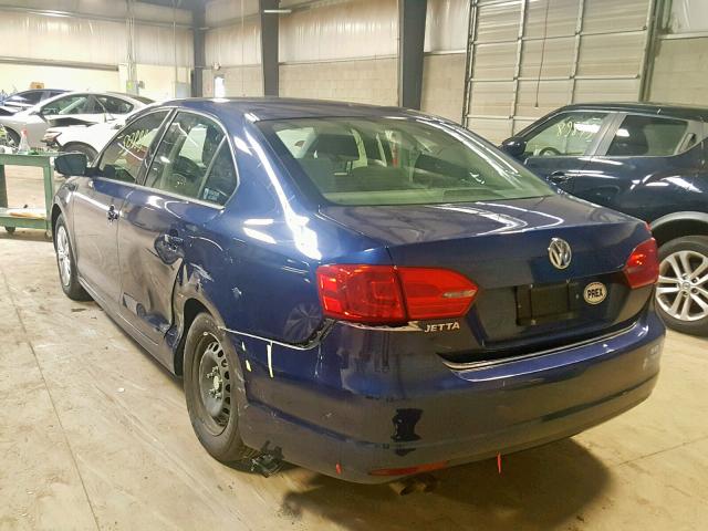 3VW2K7AJ8DM278373 - 2013 VOLKSWAGEN JETTA BASE BLUE photo 3