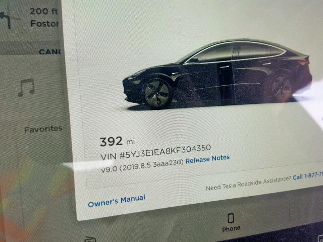 5YJ3E1EA8KF304350 - 2019 TESLA MODEL 3 BLUE photo 8