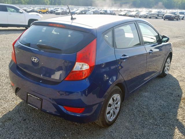 KMHCT5AE7GU280011 - 2016 HYUNDAI ACCENT SE BLUE photo 4