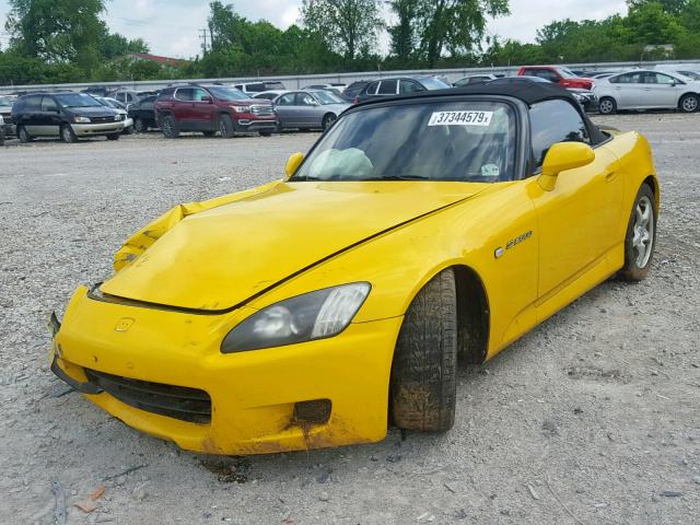 JHMAP11411T004838 - 2001 HONDA S2000 YELLOW photo 2