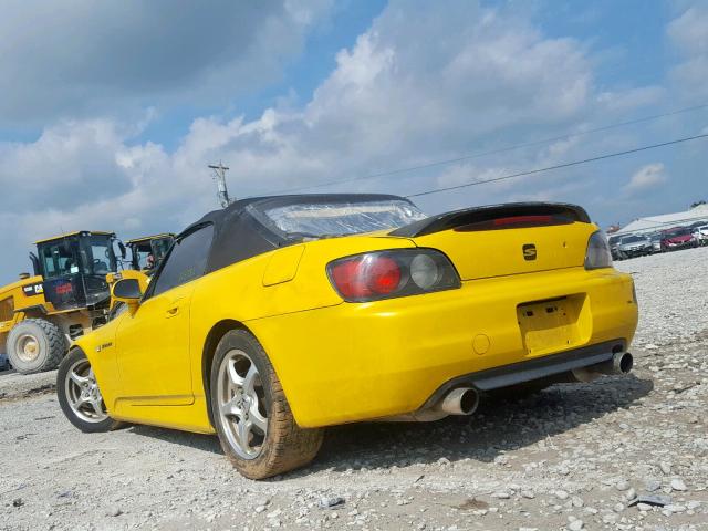 JHMAP11411T004838 - 2001 HONDA S2000 YELLOW photo 3