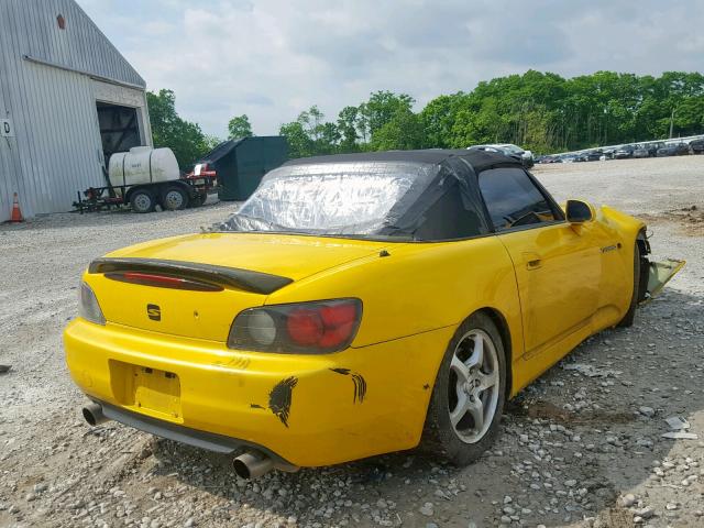 JHMAP11411T004838 - 2001 HONDA S2000 YELLOW photo 4