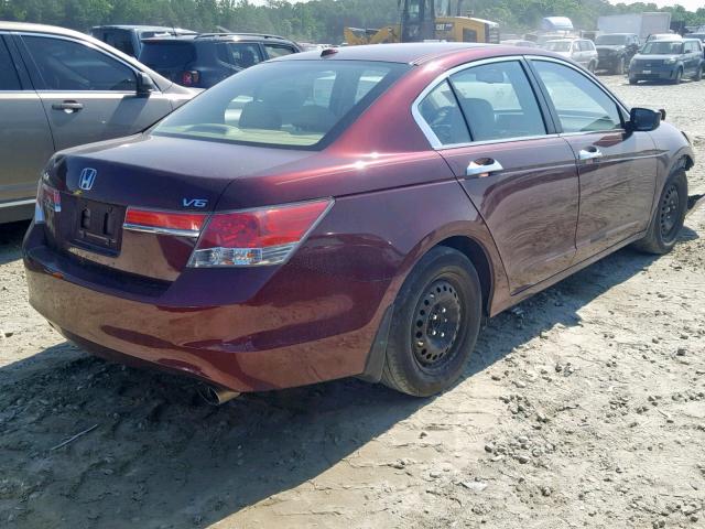 1HGCP3F8XCA013863 - 2012 HONDA ACCORD EXL MAROON photo 4