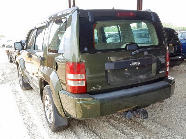 1J8GP28K28W165321 - 2008 JEEP LIBERTY SP GREEN photo 3