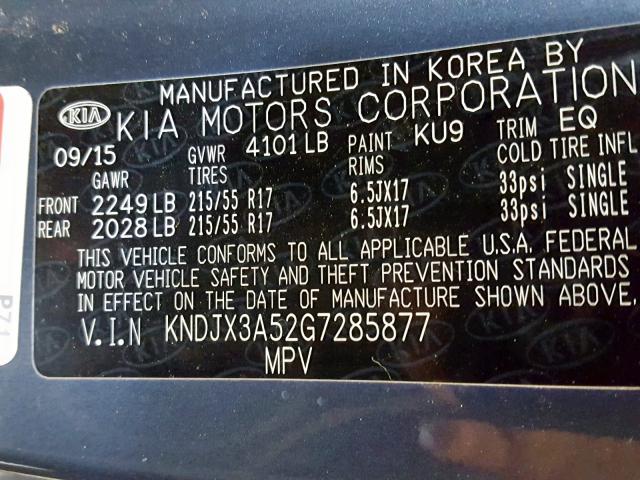KNDJX3A52G7285877 - 2016 KIA SOUL ! Mavi foto 10