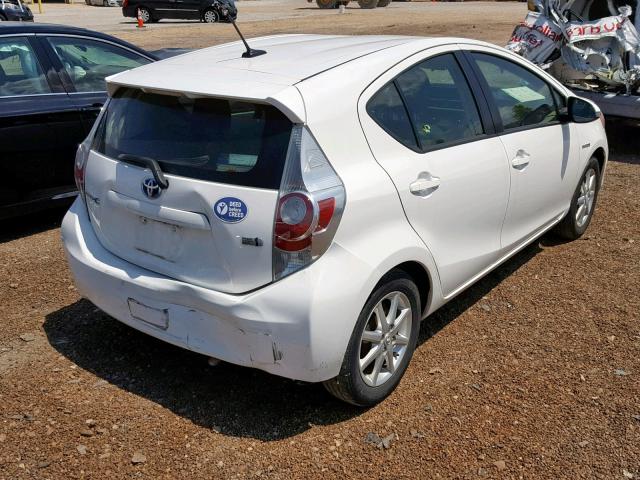 JTDKDTB36D1530527 - 2013 TOYOTA PRIUS C WHITE photo 4