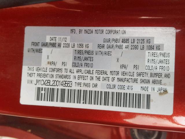 JM1CW2BL2D0149563 - 2013 MAZDA 5 RED photo 10