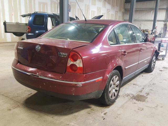 WVWPD63B83P263397 - 2003 VOLKSWAGEN PASSAT GLS MAROON photo 4