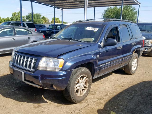 1J8GW48S24C390459 - 2004 JEEP GRAND CHER BLUE photo 2