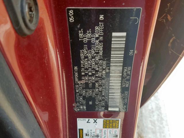 JTLKT324164088032 - 2006 TOYOTA SCION XB 栗色 照片 10