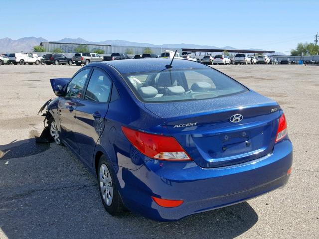 KMHCT4AE5GU054060 - 2016 HYUNDAI ACCENT SE BLUE photo 3